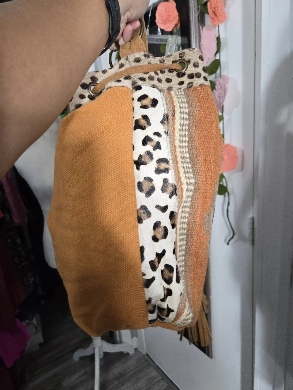 A + P Denim Women's Aztec Style Boho Bucket Bag